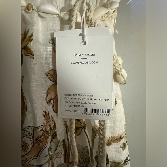 Zimmermann Chintz Tiered Midi skirt Size 2P - Picture 5 of 10
